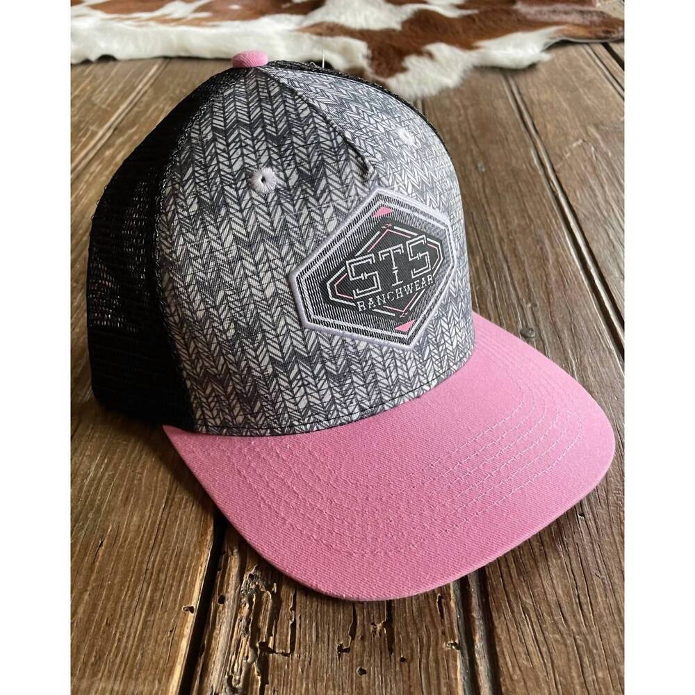 NEW STS RANCHWEAR women's herringbone cap in pink
